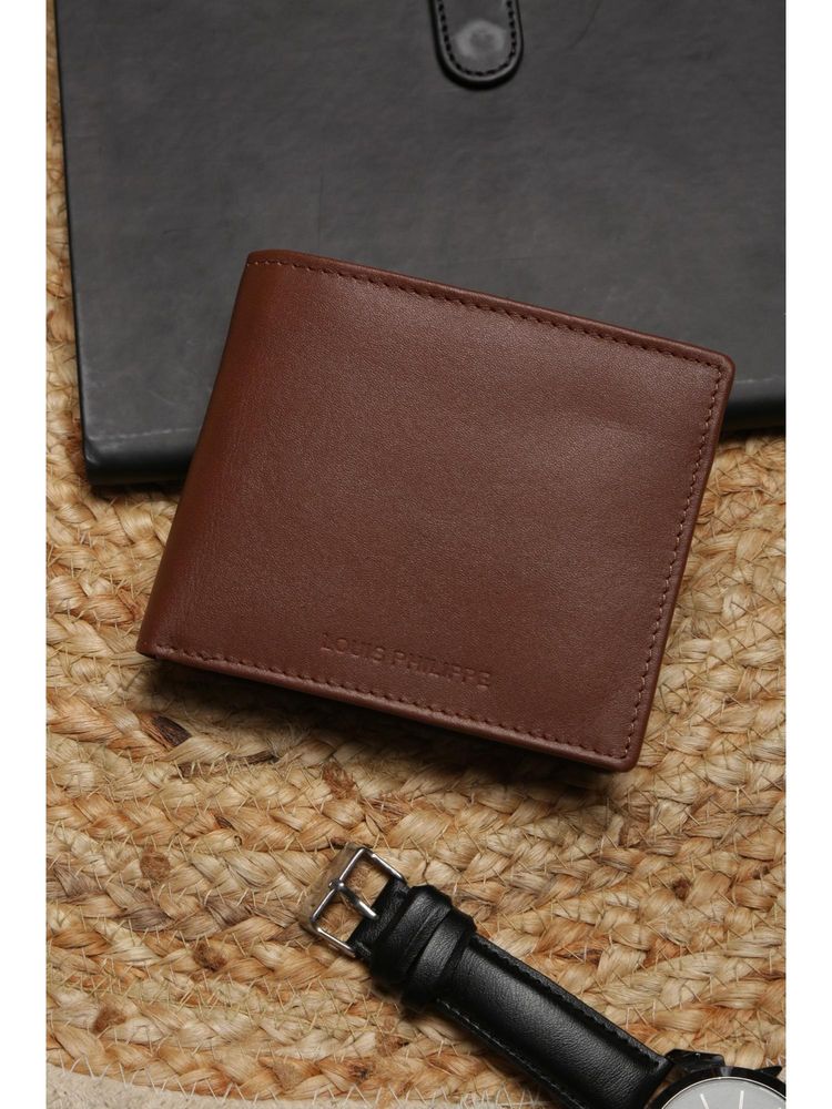 Louis Philippe Men Brown Solid Genuine Leather Wallet-picture-21