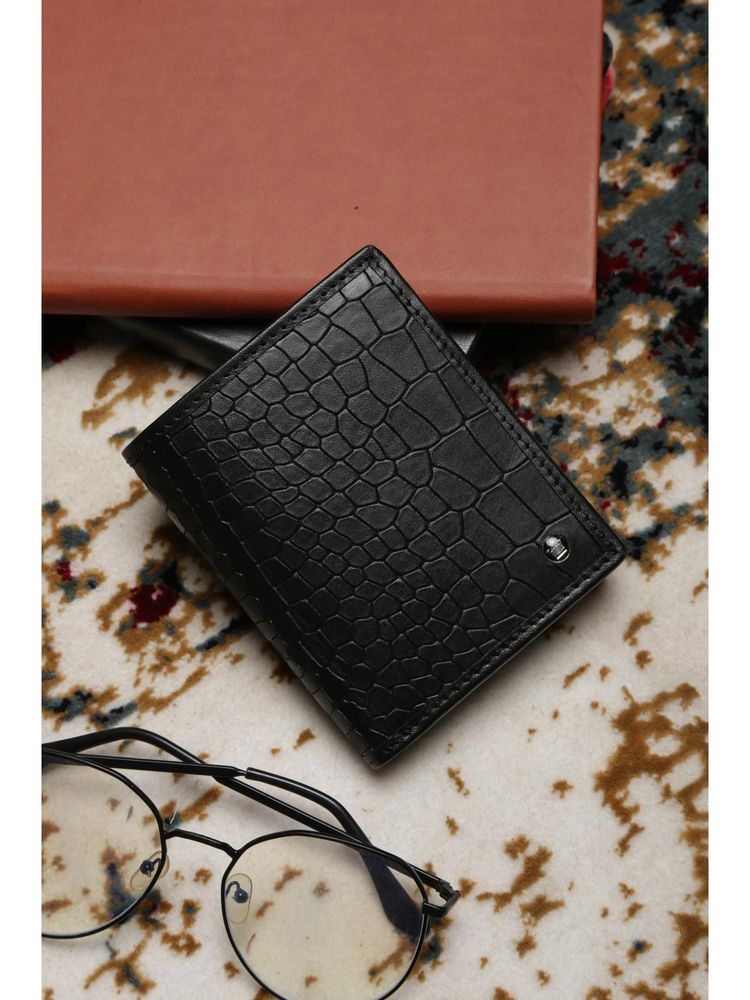 Louis Philippe Men Black Textured Genuine Leather Wallet-picture-14