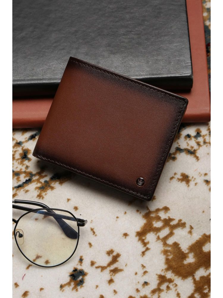 Louis Philippe Men Brown Printed Genuine Leather Wallet