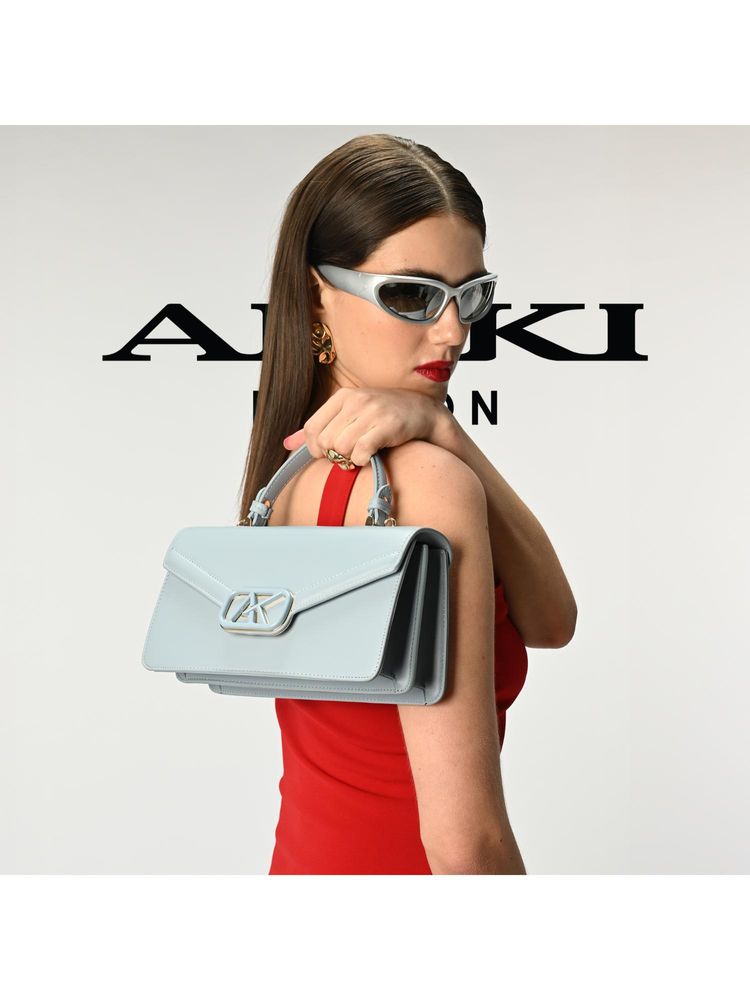 Akiki London Mayfair Flap Satchel Bag With Detachable Strap - Blue (M)-image-38