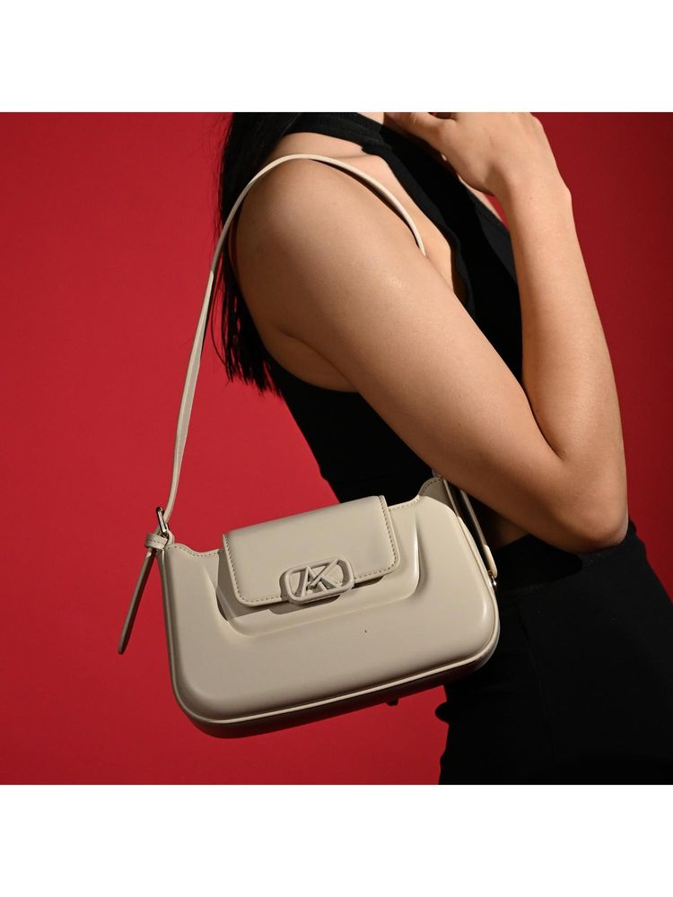 Akiki London Soho Flap Hobo Handbag With Detachable Strap - Off White (S)-image-40