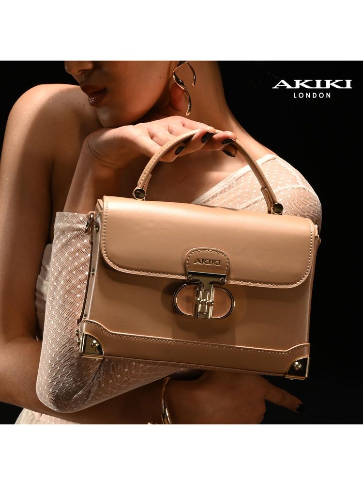 Akiki London Westminster Satchel Bag With Detachable Strap - Beige (S)-image-23