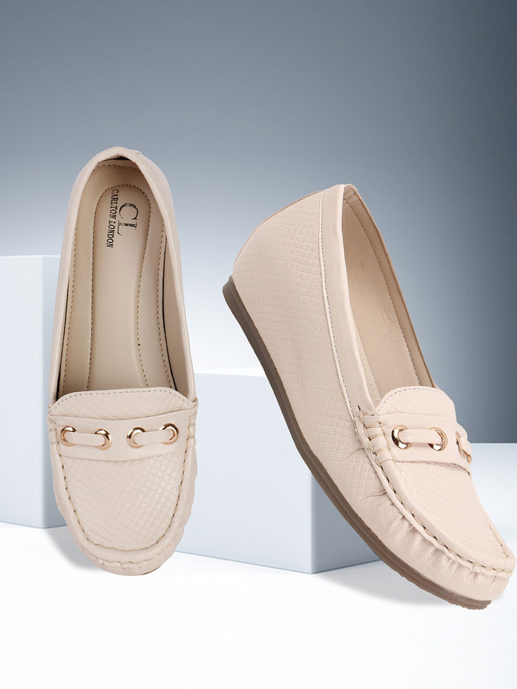 Carlton London Women Beige Casual Slip-On Loafers-image-40