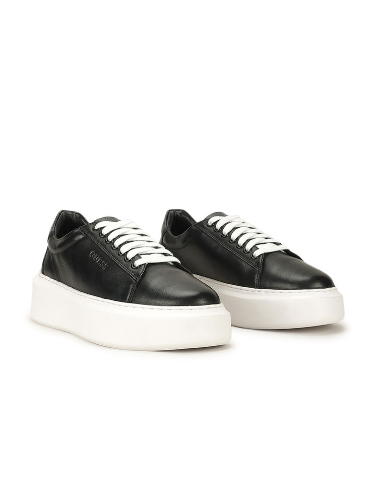 guess fashion Guess Women Black Solid Lace-Up Sneakers-picture-19