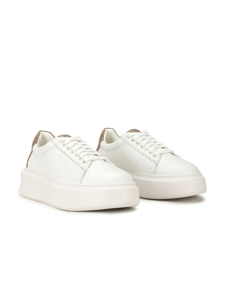 Guess Women White and Beige Colorblocked Lace-Up Sneakers-image-22