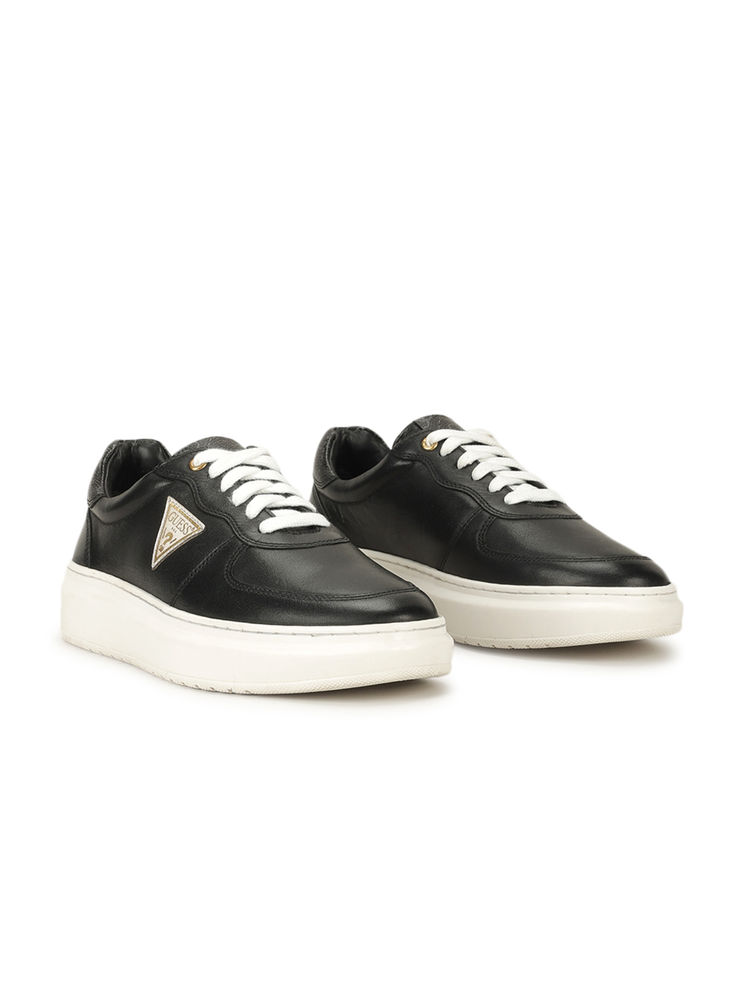 guess fashion Guess Women Black Solid Lace-Up Sneakers-picture-17
