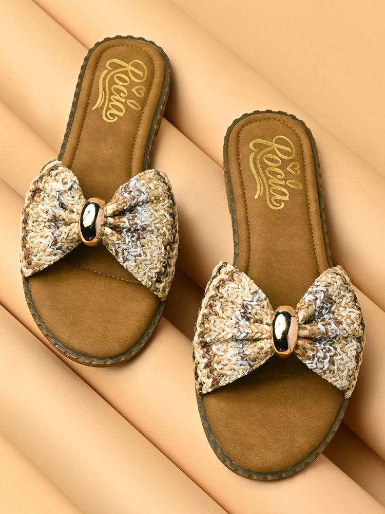 ROCIA By Regal Beige Women Jute Studded Flats-image-10
