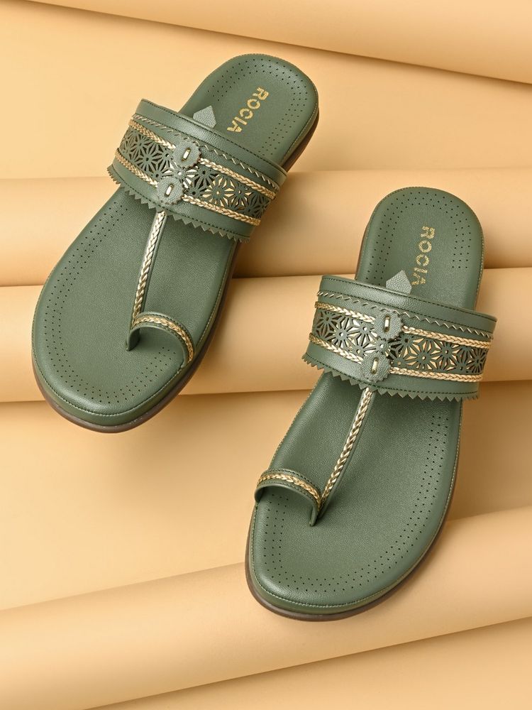 ROCIA By Regal Green Women Comfort Laser Cut Kolhapuris