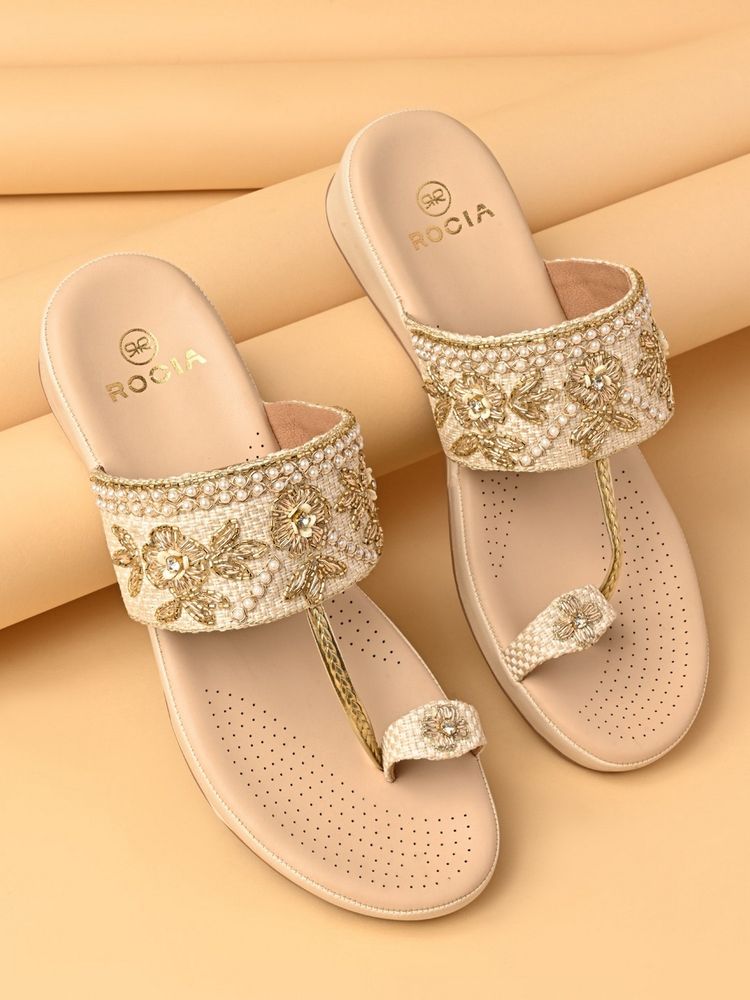 ROCIA By Regal Cream Women Embroidered Comfort Kolhapuris-picture-12