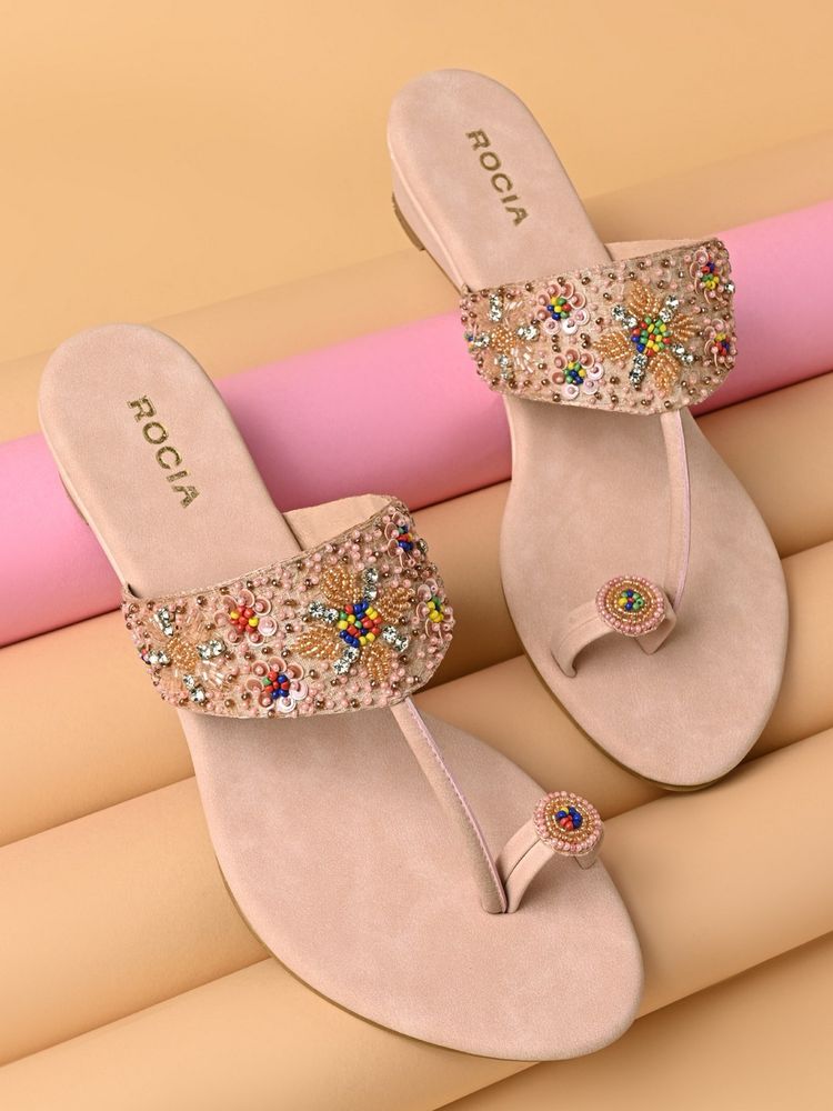 ROCIA By Regal Pink Women Embroidered One Toe Kolhapuri-picture-13