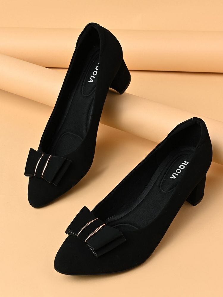 ROCIA By Regal Black Women Bow Embellished Pumps Heels-picture-25