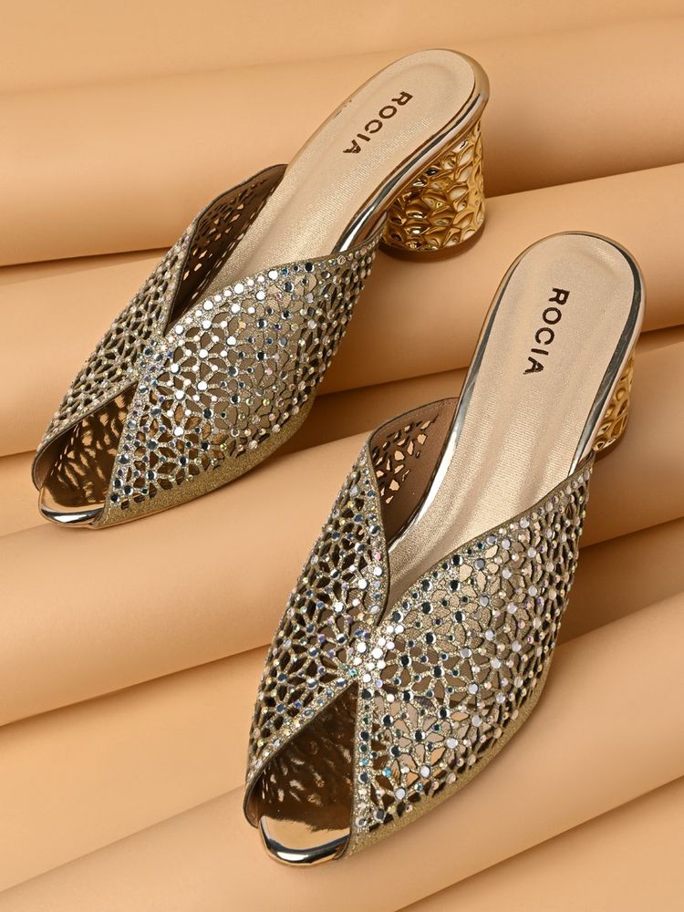 ROCIA By Regal Gold Women Bridal Embellished Block Heels-image-48