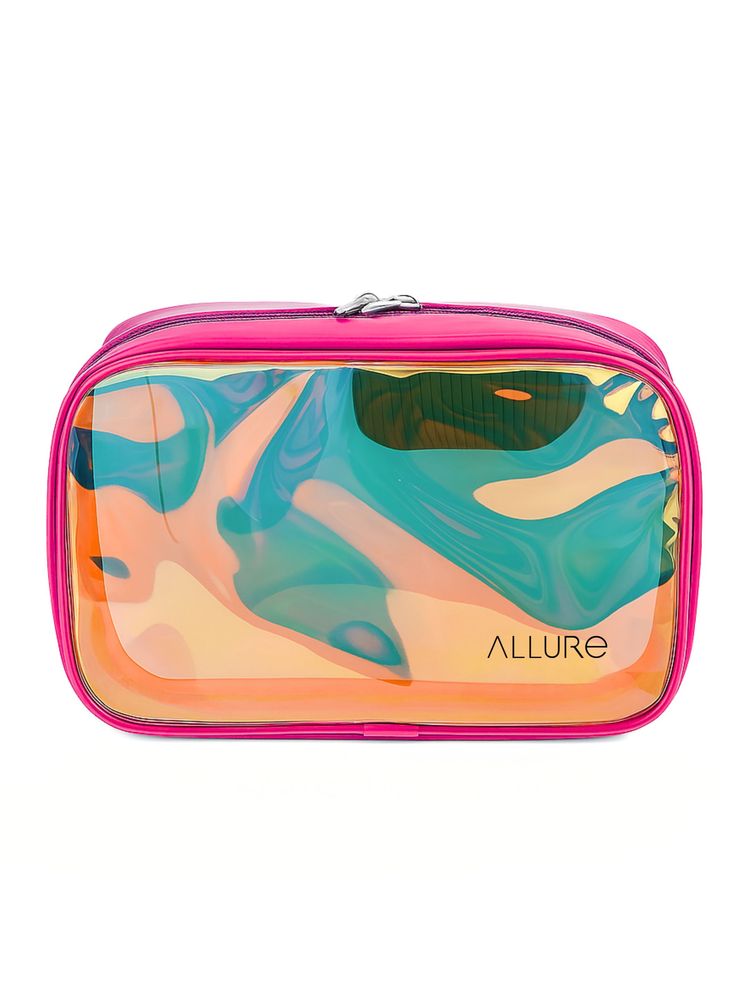 Allure Large Pink Holographic Makeup Pouch-image-43