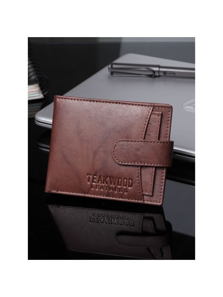 Teakwood Men Brown Solid Rfid Two Fold Wallet