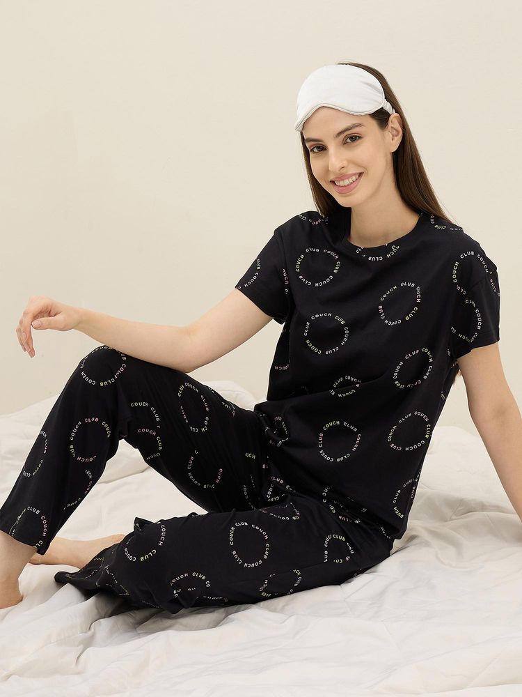 Sweet Dreams Womens Typographic Printed Pyjama Set