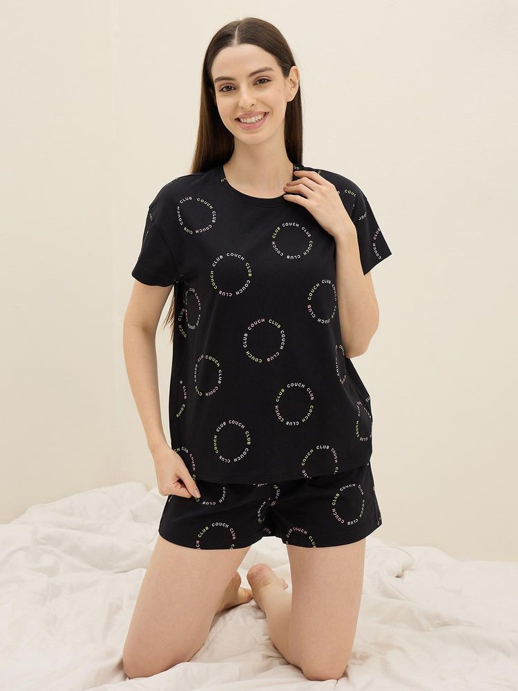Sweet Dreams Womens Typographic Printed Shorts Set-picture-13