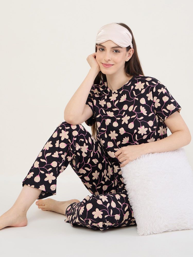 Sweet Dreams Womens Floral Printed Pyjama Set-picture-25