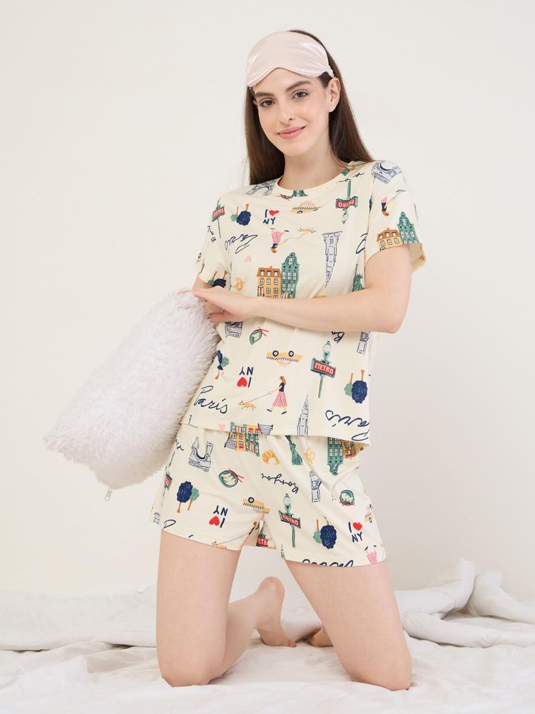 Sweet Dreams Womens Printed Shorts Set-image-14