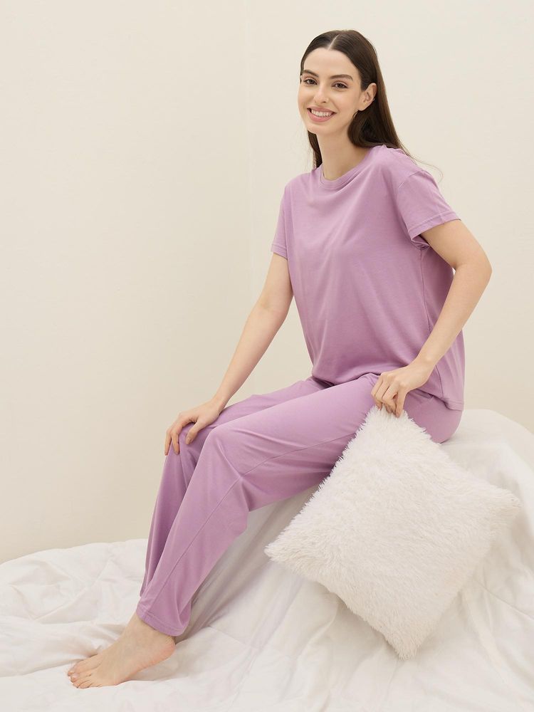 Sweet Dreams Womens Solid Pyjama Set-image-30