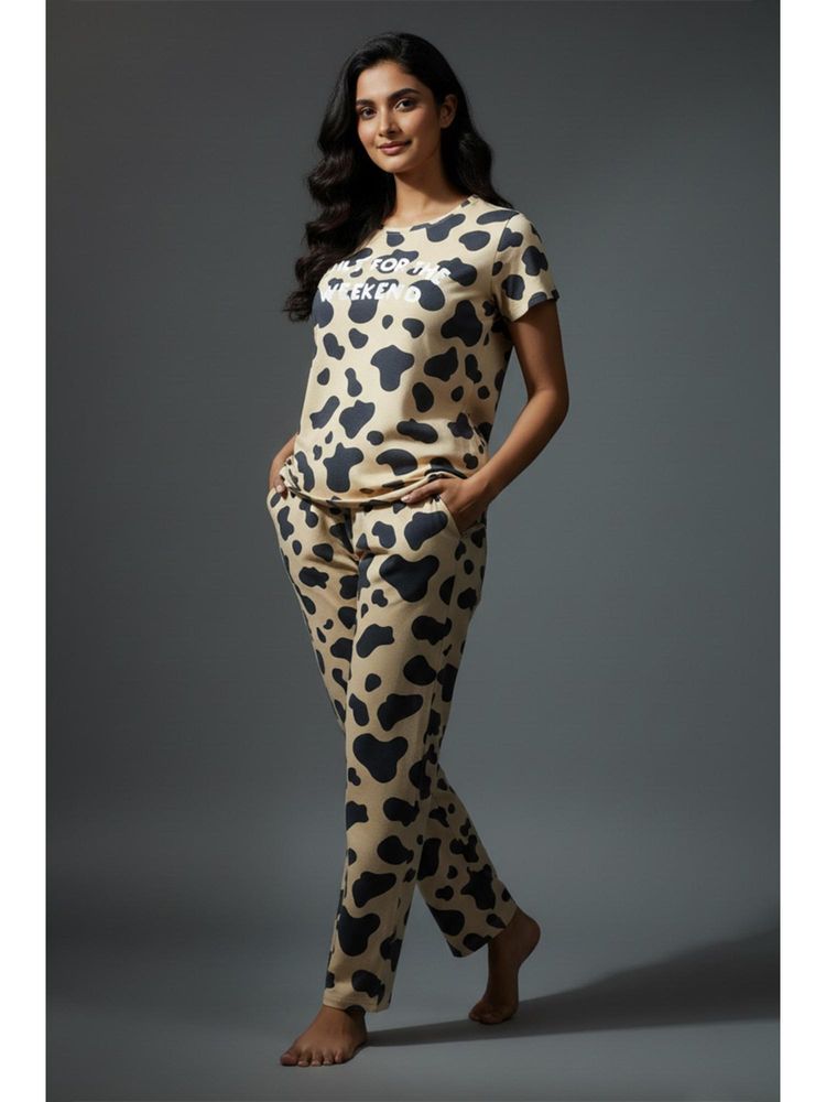Zivame Knit Cotton Pyjama Set - Macadamia-picture-8