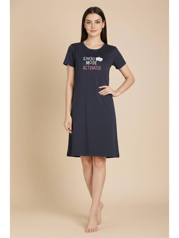Zivame Knit Cotton Knee Length Nightdress - Folkstone Grey-picture-28