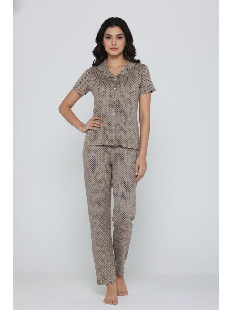 Zivame Knit Cotton Pyjama Set - Sand Dollar-picture-19