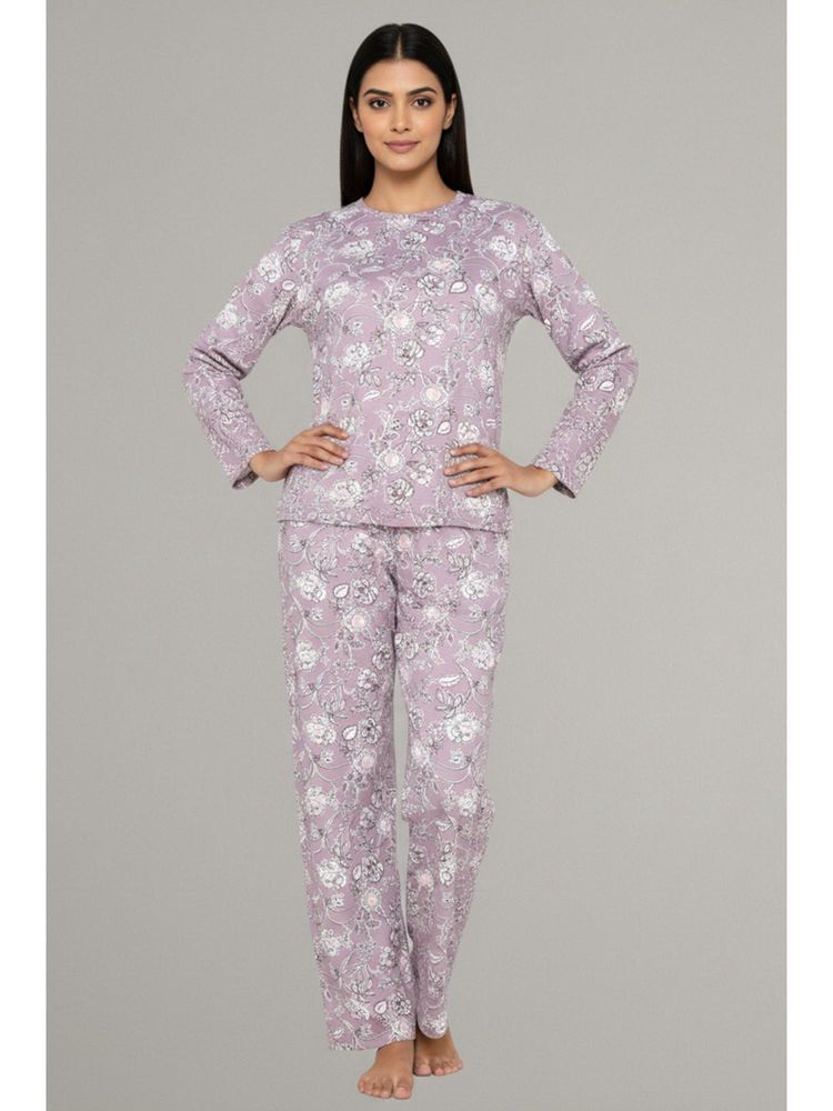 Zivame Knit Poly Pyjama Set - Raisin-picture-15