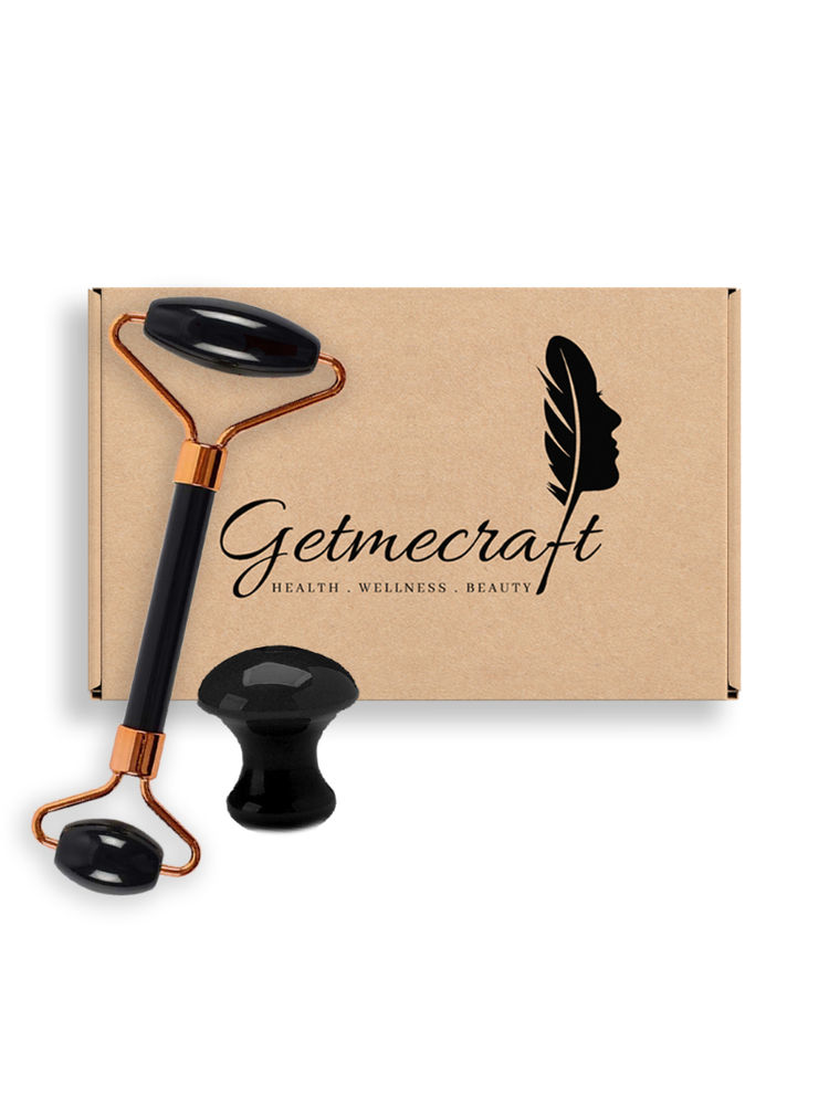 Getmecraft Black Obsidian Face Roller And Mushroom Gua Sha Facial Massage Tool-picture-10