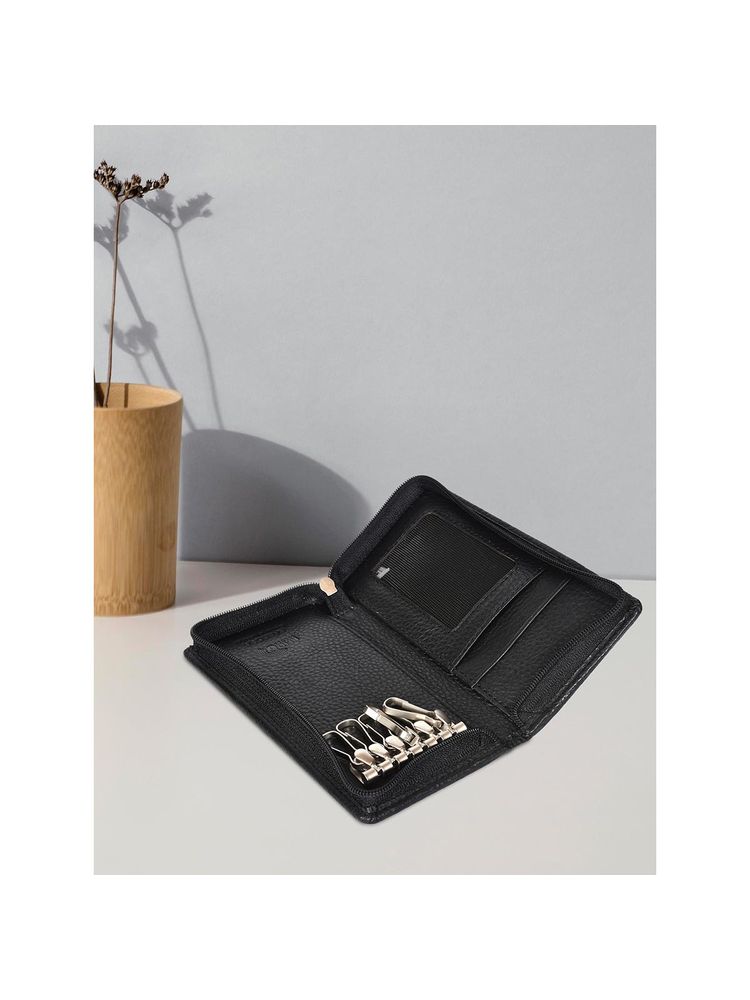 Sassora Premium Leather Zip Closure Unisex Travel Key Case-image-26