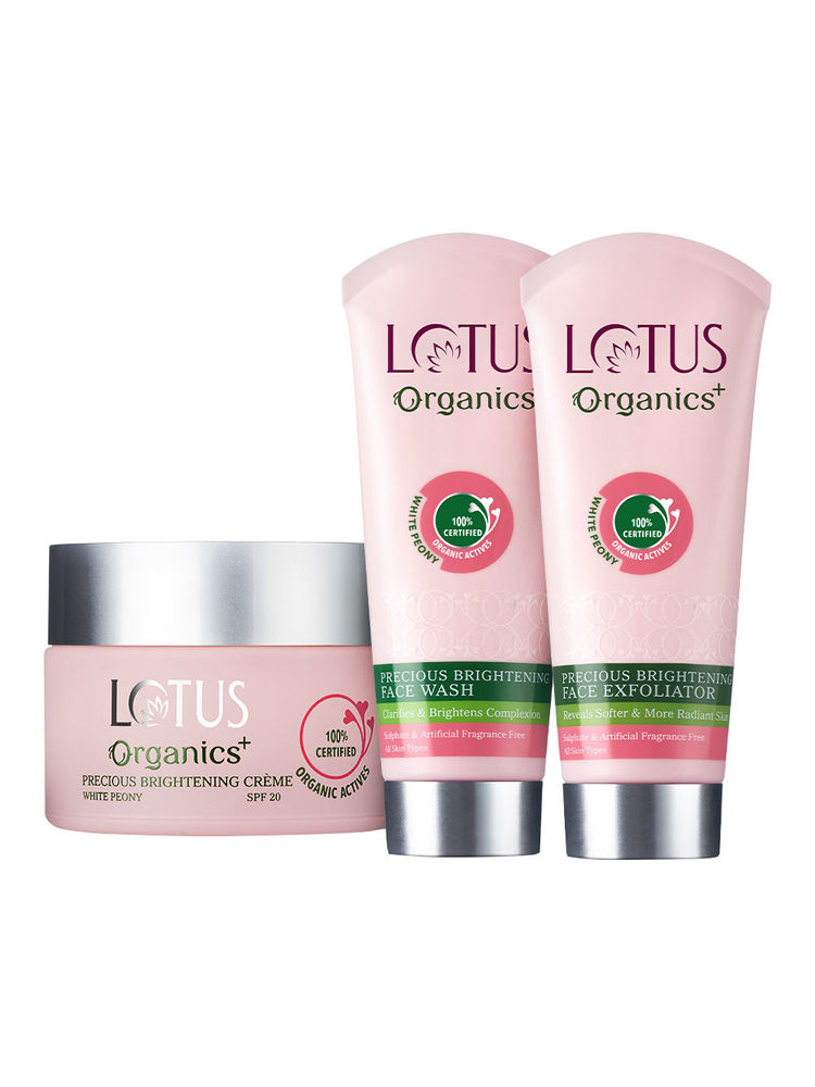 Lotus Organics Precious Brightening Creme Face Wash & Exfoliator Combo