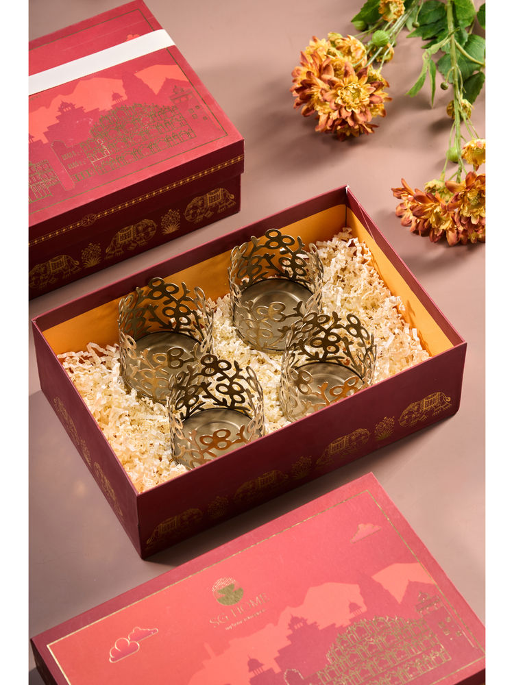 SG Home Indi Gold Tree Metal Votives Candle Holders (Pack of 4)-image-4