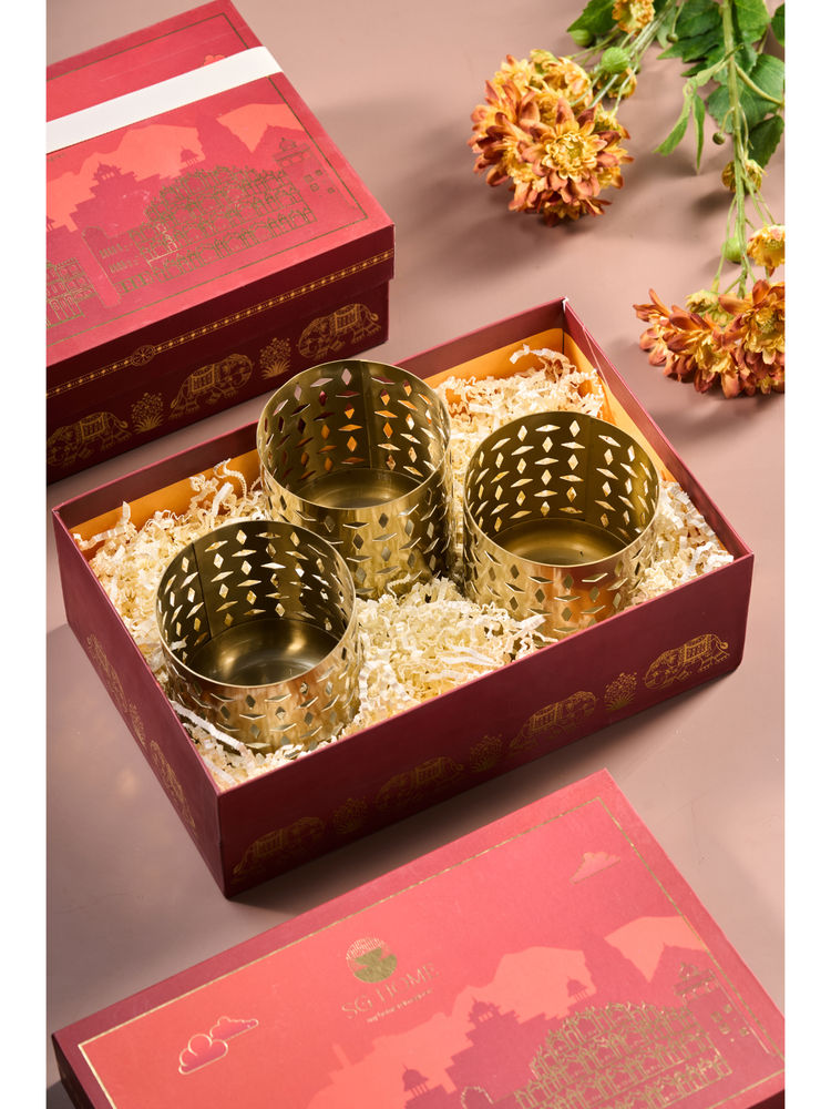 SG Home Gold Indi Reflection Votives Candle Holders (Pack of 3)-image-3