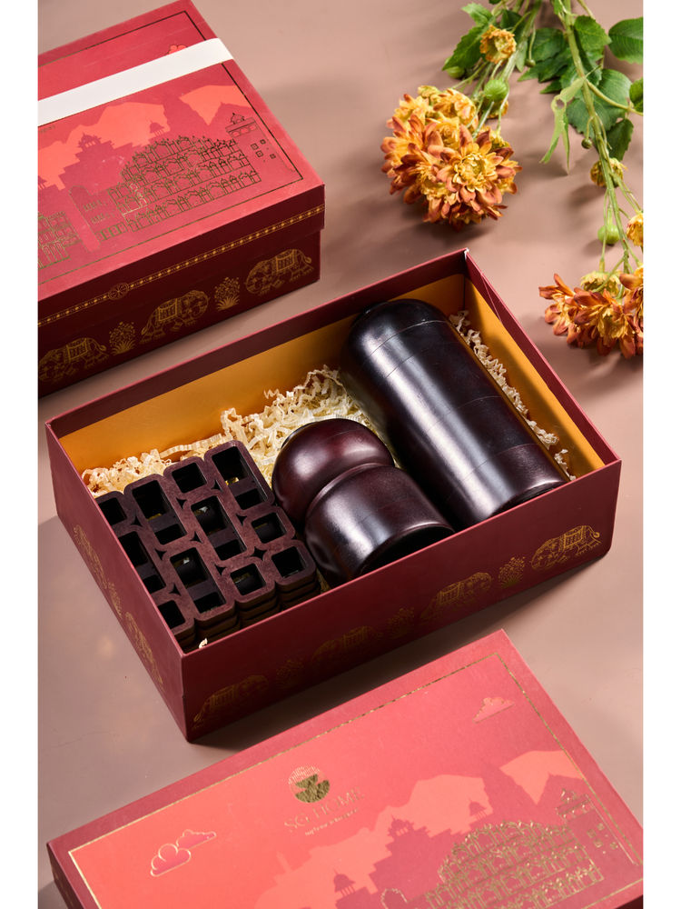 SG Home Brown 6 Piece Indi Meredian Bud Vase & Coaster Gift Set-image-2