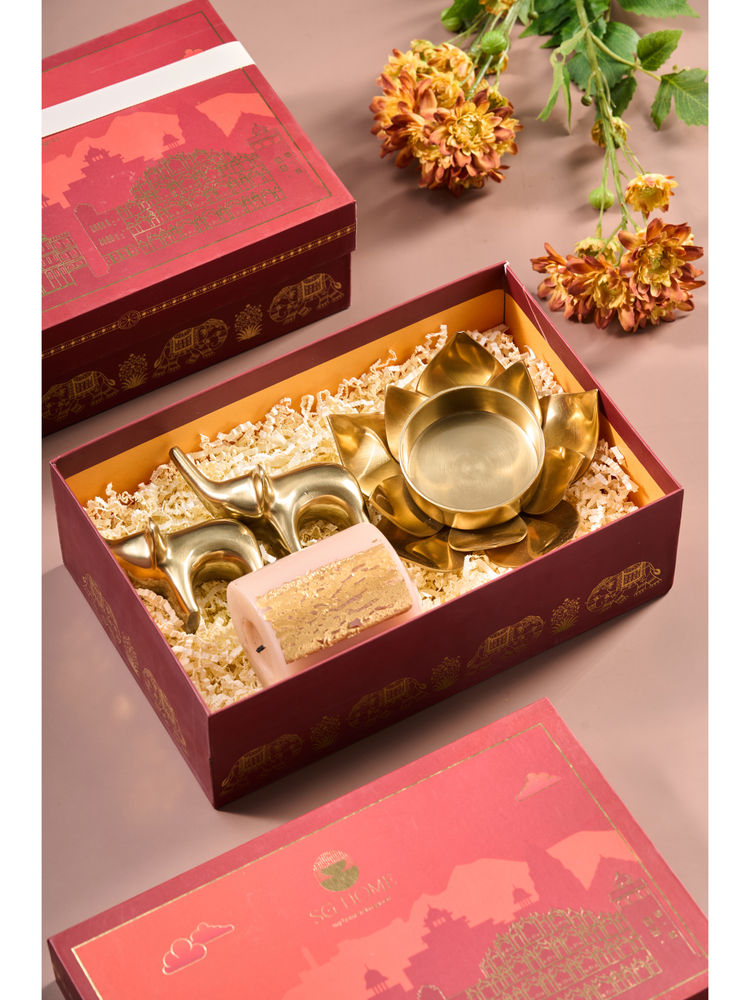 SG Home Gold 3 Piece Indi Gilded Padmani & Gajraj Gift Set-picture-17