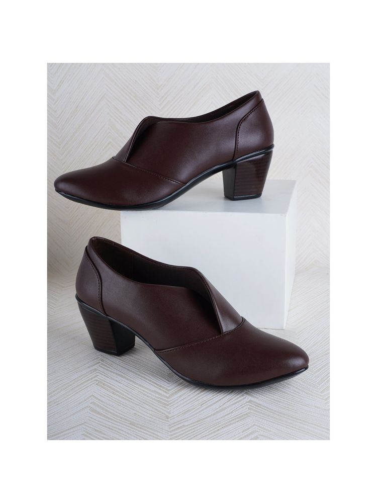 ELLE Brown Pointed Toe Party Wear Pumps-picture-11