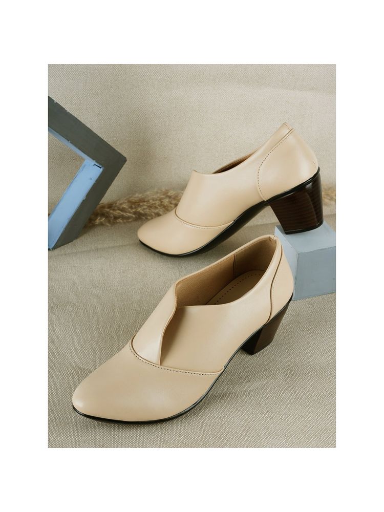 ELLE Cream Pointed Toe Party Wear Pumps-image-30