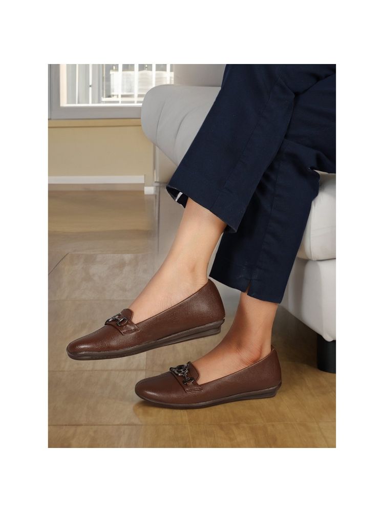 ELLE Brown Round Toe Party Wear Loafers