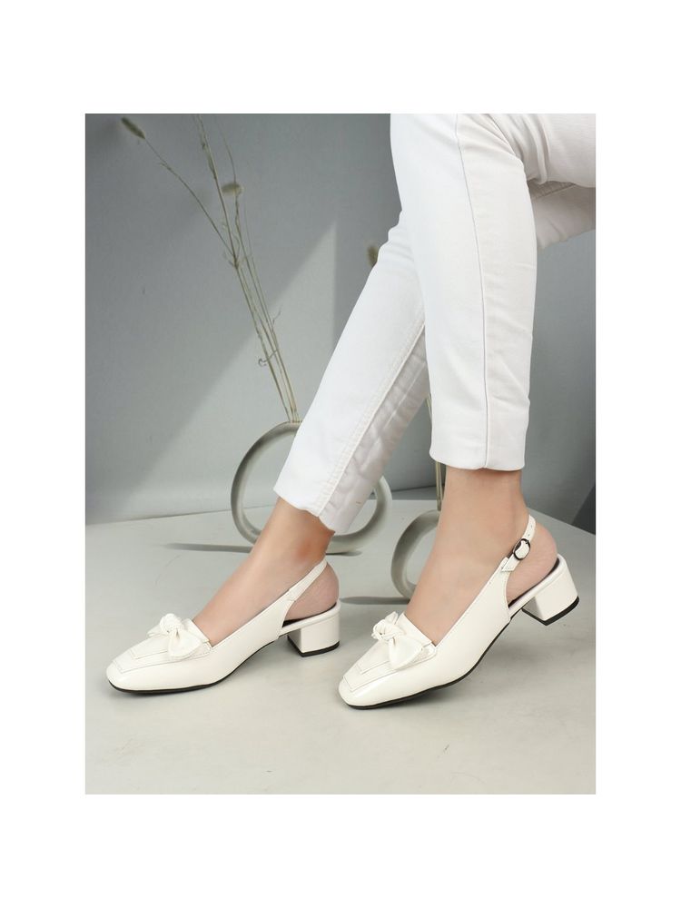 ELLE White Square Toe Party Wear Pumps-picture-12