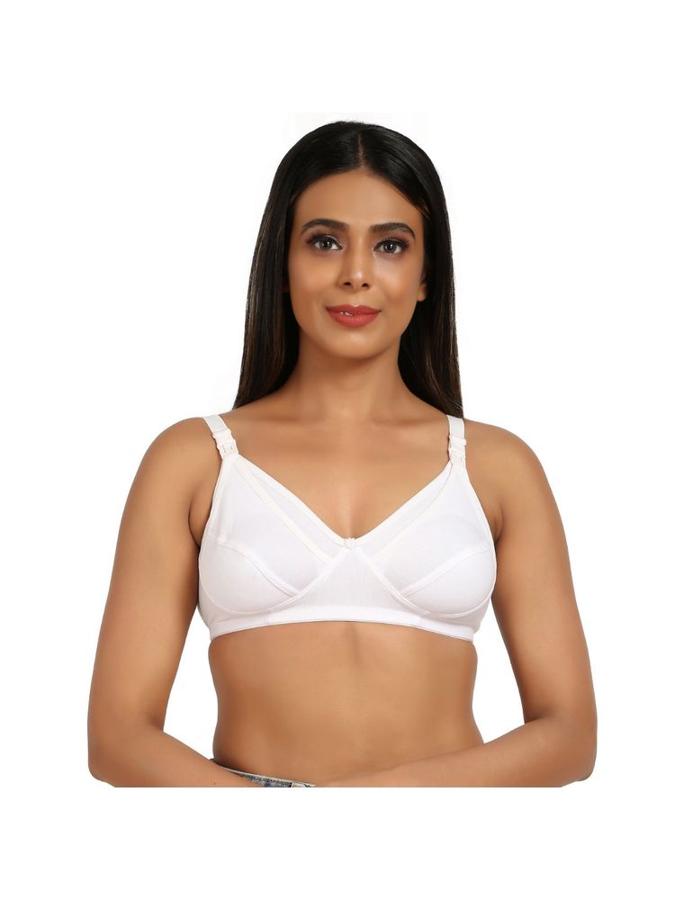 Mine4Nine Mother Care Maternity Feeding Non Padded Non Wired White Bra-image-40