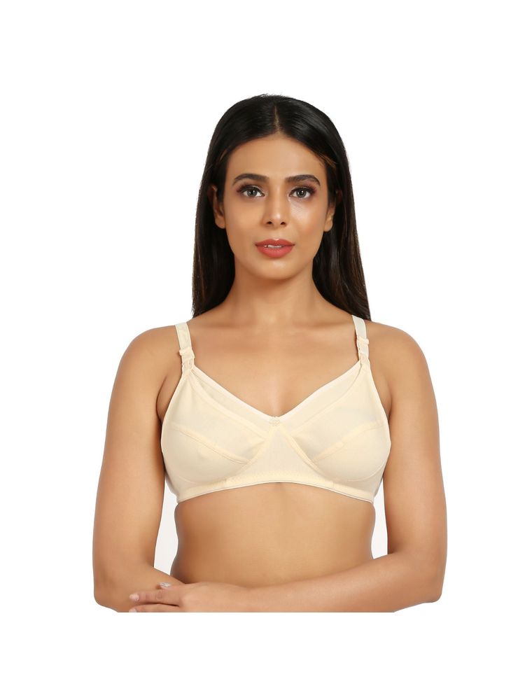 Mine4Nine Mother Care Non Padded Feeding Maternity Cotton Fabric Skin Color Bra-image-15