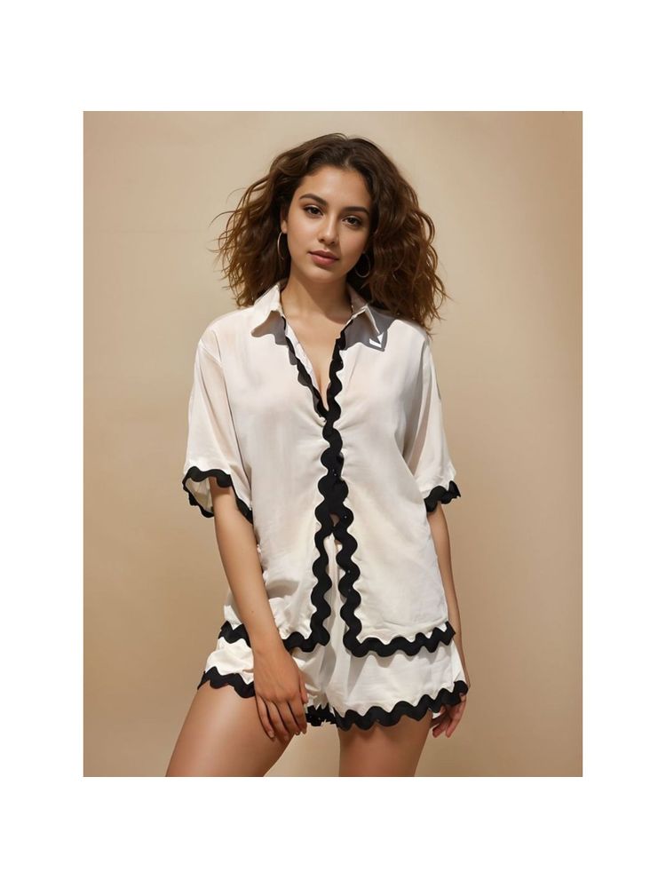WomanLikeU Off-White Beach Co-Ord's Set of 2-picture-49