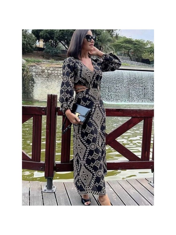 WomanLikeU Black Boho Embroidered Maxi Dress-picture-22