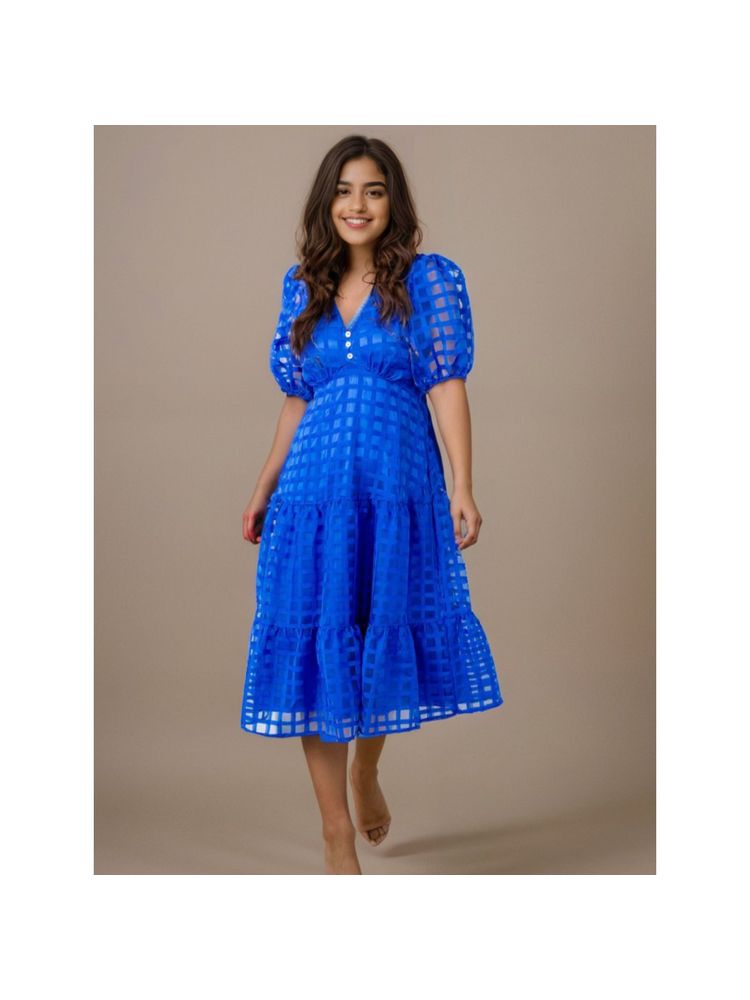 WomanLikeU Checked A-Line Organza Dress-picture-18
