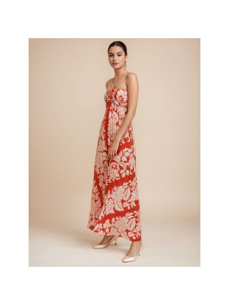 WomanLikeU Red Printed Maxi Dress-image-42