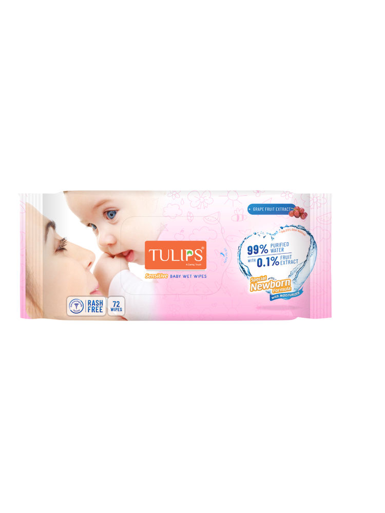 Tulips Sensitive Baby Wet Wipes - 72 Pcs