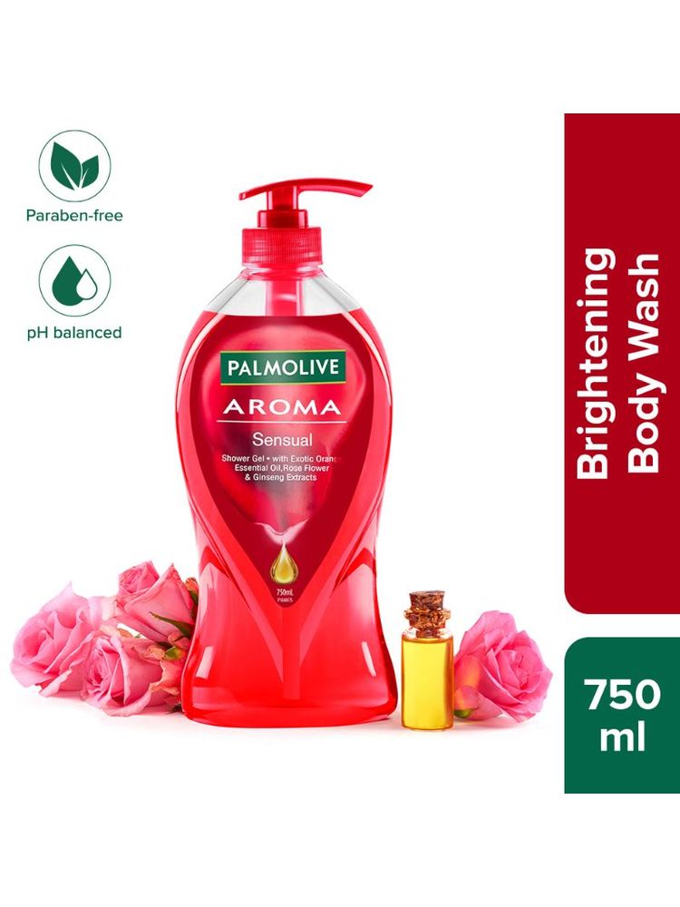 Palmolive Ginseng, Rose & Orange Essential Oil Aroma Pure Sensual - Soothing & Brightening Body Shower Gel-image-34