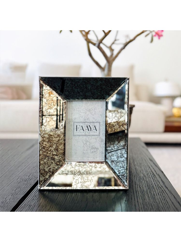 Faaya Gifting Antique Silver Bevelled Mirror Photo Frame-image-7