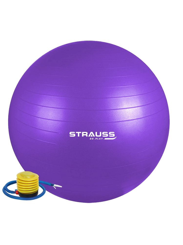 Strauss Rubber Anti-Burst Gym Ball, Round Shape, 65 cm (Purple)-image-25