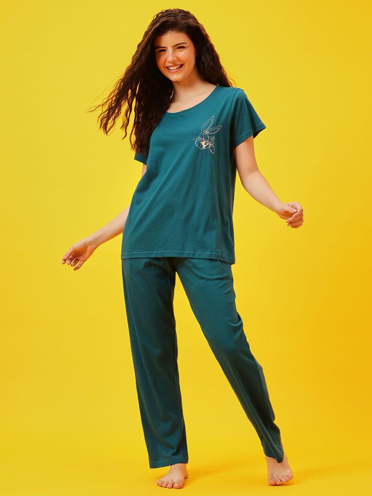 Clovia Cotton Solid Top and Pyjama-picture-18