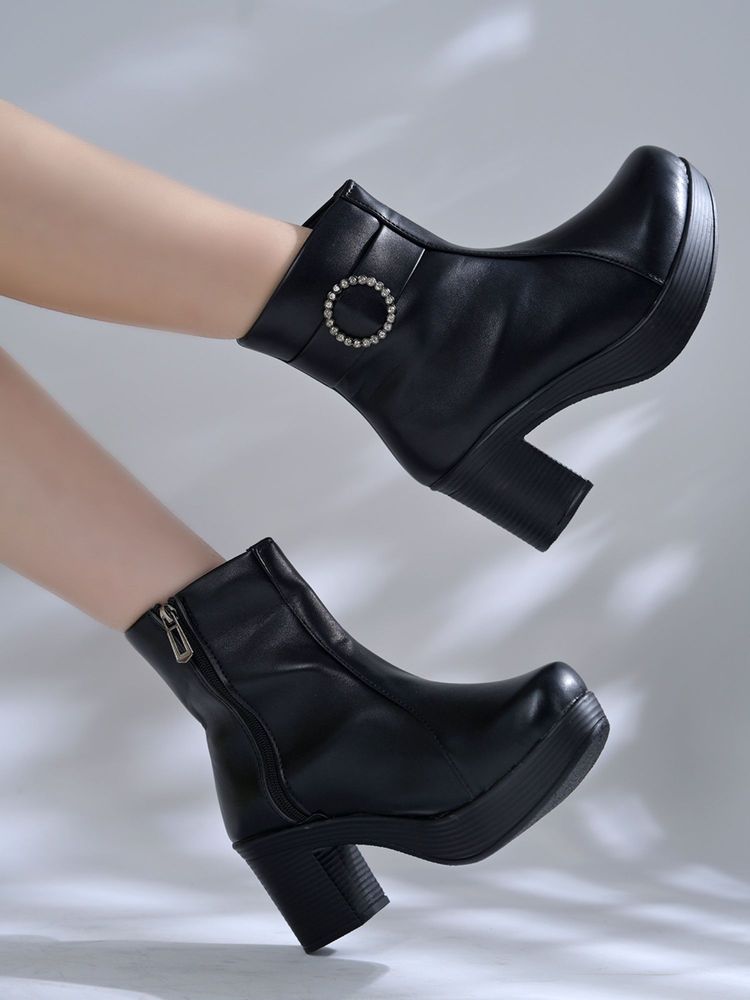 Shoetopia Women Black Casual Boots-picture-10